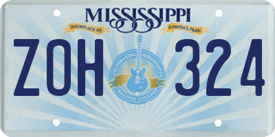 MS license plate ZOH324