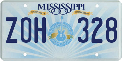 MS license plate ZOH328