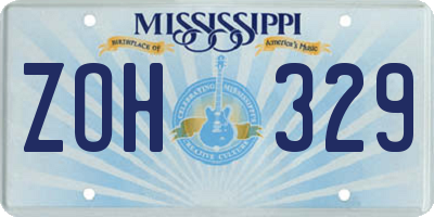 MS license plate ZOH329