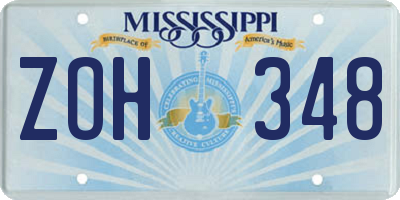 MS license plate ZOH348