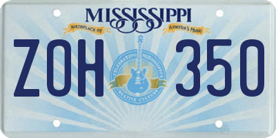 MS license plate ZOH350