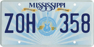 MS license plate ZOH358