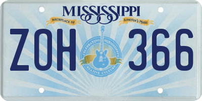 MS license plate ZOH366