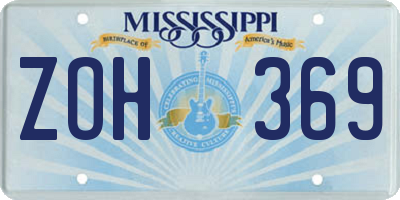 MS license plate ZOH369