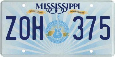MS license plate ZOH375