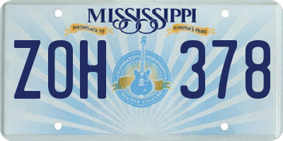 MS license plate ZOH378