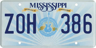 MS license plate ZOH386