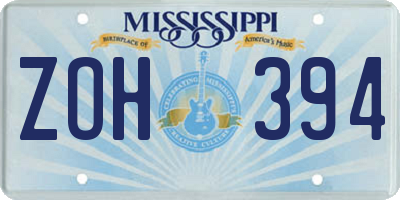 MS license plate ZOH394