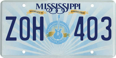 MS license plate ZOH403
