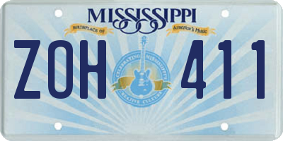 MS license plate ZOH411