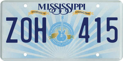 MS license plate ZOH415