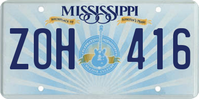 MS license plate ZOH416