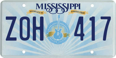 MS license plate ZOH417