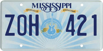 MS license plate ZOH421