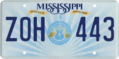 MS license plate ZOH443