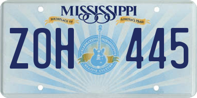 MS license plate ZOH445
