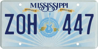 MS license plate ZOH447
