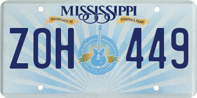 MS license plate ZOH449