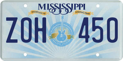 MS license plate ZOH450