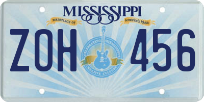 MS license plate ZOH456