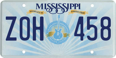 MS license plate ZOH458