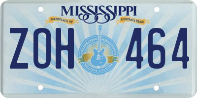MS license plate ZOH464