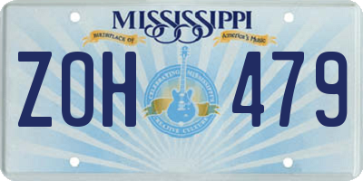 MS license plate ZOH479
