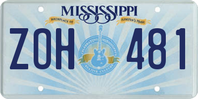 MS license plate ZOH481