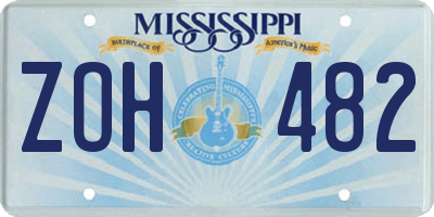 MS license plate ZOH482