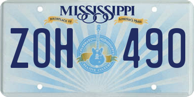 MS license plate ZOH490
