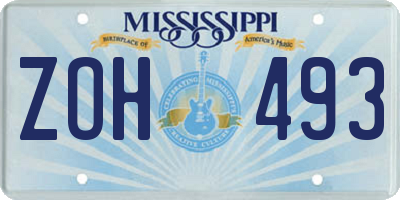 MS license plate ZOH493