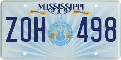MS license plate ZOH498