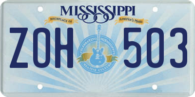 MS license plate ZOH503