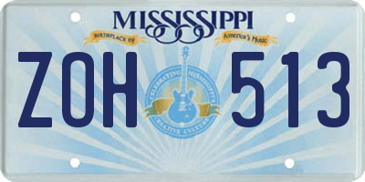 MS license plate ZOH513