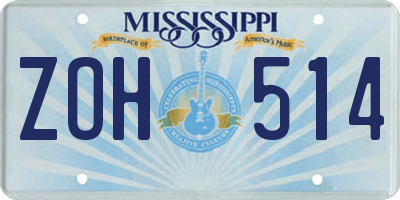 MS license plate ZOH514