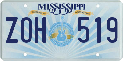 MS license plate ZOH519