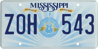 MS license plate ZOH543