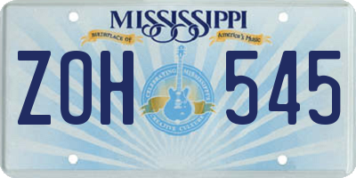 MS license plate ZOH545