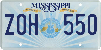 MS license plate ZOH550