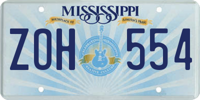 MS license plate ZOH554