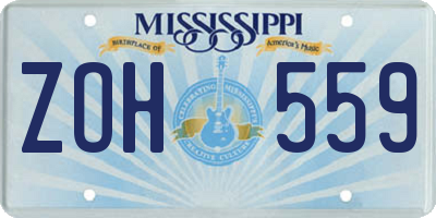 MS license plate ZOH559