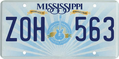MS license plate ZOH563