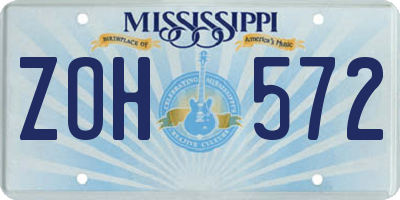 MS license plate ZOH572