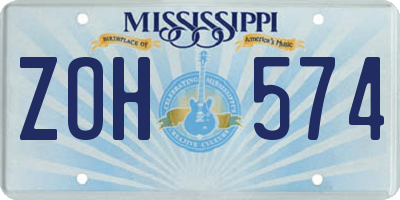 MS license plate ZOH574