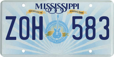 MS license plate ZOH583