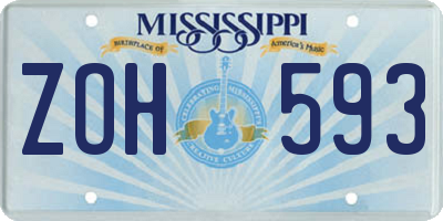 MS license plate ZOH593