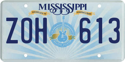 MS license plate ZOH613