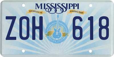 MS license plate ZOH618