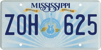 MS license plate ZOH625