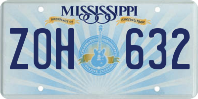 MS license plate ZOH632